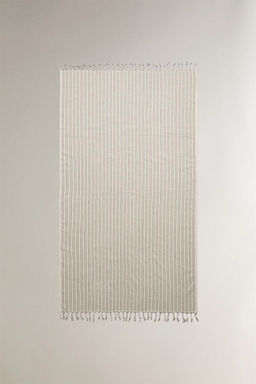 STRIPED COTTON BEACH TOWEL WITH FRINGING - Zara фото 7