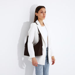 Сумка-багет на молнии, цвет коричневый - Simaland фото 6