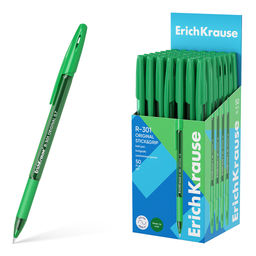 Цена за 50 шт. Ручка шариковая ErichKrause R-301 Stick&Grip Original 1.0, цвет чернил зеленый (в коробке по 50 шт.)