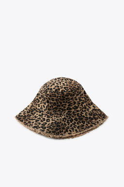 ANIMAL PRINT FRAYED BUCKET HAT - Zara фото 3