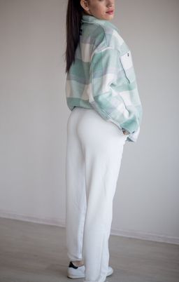 512 Рубашка клетка, мятный - Knitka wear фото 6