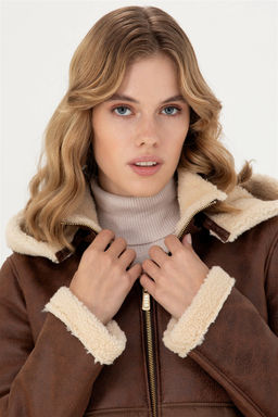 Женская светло-коричневая кожаная куртка - U.s. polo assn фото 2