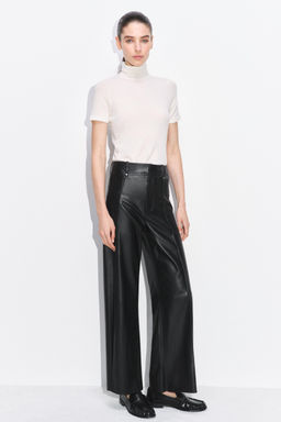 ZW COLLECTION TAILORED WIDE-LEG LEATHER-EFFECT TROUSERS - Zara фото 14