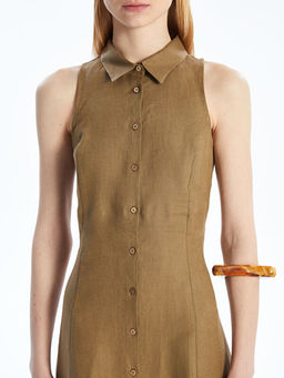 %100 Keten G?mlek Elbise