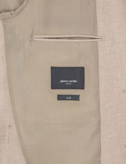 A__k Kahverengi Slim Fit Keten Kar___ml_ Ceket