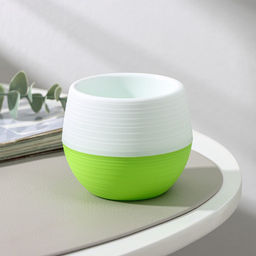 Горшок для цветов с поддоном «Япония», 125 мл, d=8 см, h=6.5 см, пластиковый, белый-фисташковый