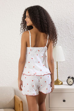 Trendyolmilla Beyaz Kalpli Baglamal? ve F?rf?rl? Pointel Ajurlu/Delikli Sortlu Orme Pijama Tak?m? THMSS25PT00420 фото 4