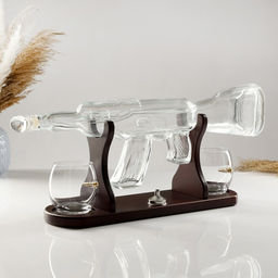 Мини-Бар Автомат, на подставке, на 2 персоны, штоф - 800 мл, стаканы 330 мл, 53?7?23 см, стекло, дерево