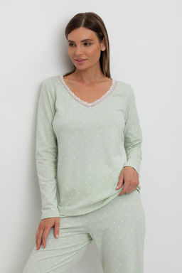 Е 20041/24/пастельно-зеленый,горошек пижама жен