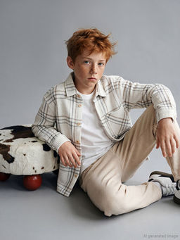 Uzun Kollu Ekose Erkek ?ocuk G?mlek