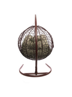 Кресло - кокон подвесное «Для двоих», 126×73×193 см, с искусственным ротангом, коричневое, с бежевой подушкой