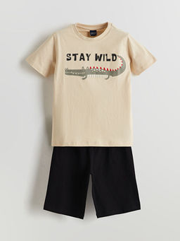 Bisiklet Yaka Erkek ?ocuk ?ortlu Pijama Tak?m?