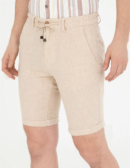 Kahverengi Slim Fit Keten Kar___ml_ Dokuma _ort