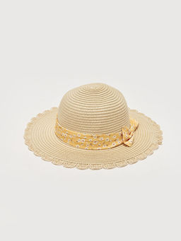 Fiyonk Desenli K?z Bebek Has?r ?apka