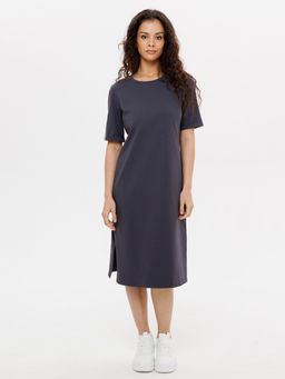 Трикотажное женское удлиненное платье-футболка графит ВП-08 (33)