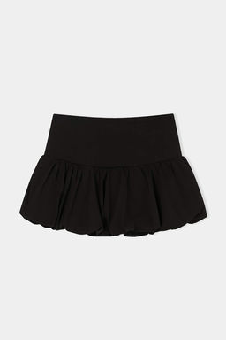 Siyah Duz Balon Normal Bel Mini Pamuklu Esnek Orme Etek TWOSS26ET00138 - Trendyolmilla фото 2