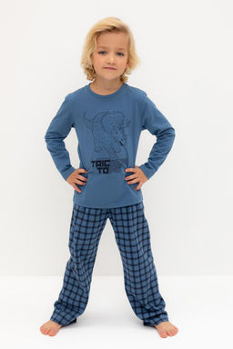 К 1600/синяя волна,клетка пижама для мал