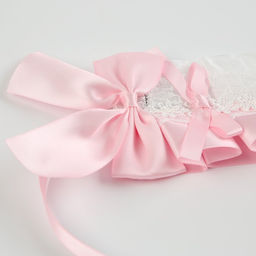 Карнавальная повязка Лолита, розовая с белым кружевом