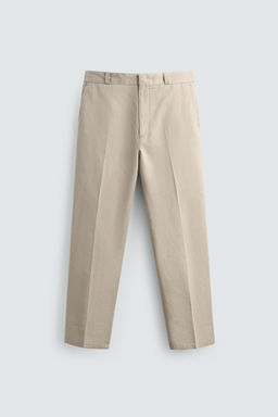 PANTAL?N CHINO STRAIGHT FIT ALGOD?N - LINO / Beige vigor?