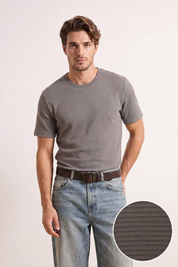 Vizon Regular/Normal Kesim Dokulu T-Shirt TMNSS26TS00067