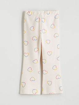 Beli Lastikli Bask?l? K?z ?ocuk Tayt Pantolon