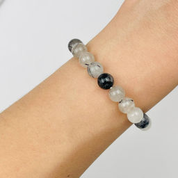 Браслет из Кварца с включением Турмалина 19 см