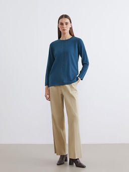 Bisiklet Yaka Ta?l? Kad?n Triko Kazak