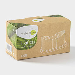 Набор для специй BellaTenero, солонка 60 мл, перечница 60 мл, ёмкость для зубочисток, на бамбуковой подставке, фарфор, белый фото 8