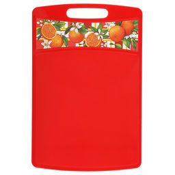 Доска разделочная пластмассовая Bergamo 33,5х22х0,4см, прямоугольная, с декором Сицилия, красный (Россия)