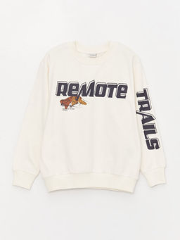 Bisiklet Yaka Bask?l? Uzun Kollu Erkek ?ocuk Sweatshirt ve E?ofman Alt? - Waikiki фото 2