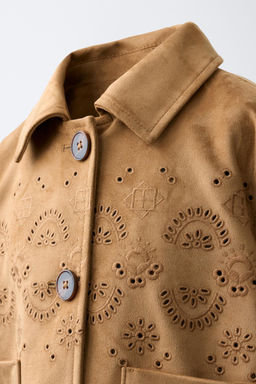CHAQUETA EFECTO ANTE BORDADOS / Tostado - Zara фото 6