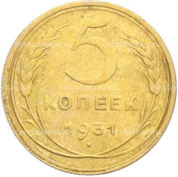 Монета 5 копеек 1931 года