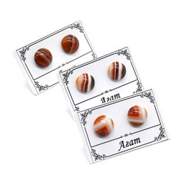 Серьги гвоздики (пусеты) агат 7-8мм. Радуга камня