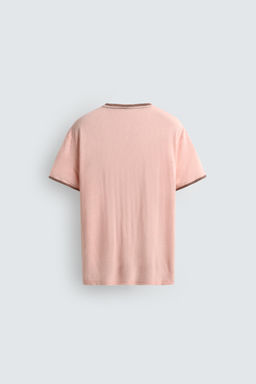 CAMISETA VISCOSA - LINO CONTRASTE / Rosa claro