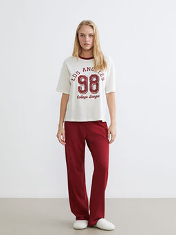 Bisiklet Yaka Bask?l? Kad?n Pijama Tak?m?