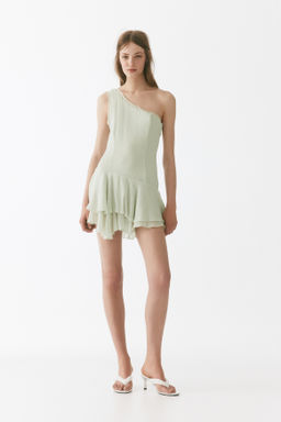 Vestido de un hombro con falda de volantes - H&m фото 6