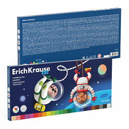 АКЦИЯ Цена за 1 шт. Пластилин классический ErichKrause Kids Space Animals 24 цвета со стеком, 432 г (в коробке 24 шт) фото 4