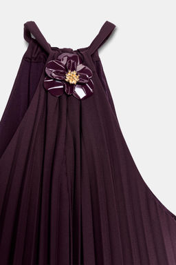 VESTIDO MIDI PLISADO BROCHE FLOR / Berenjena - Zara фото 8