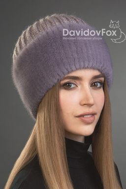 ВИДЕООБЗОР шапка Адель норка трикотаж чертополох