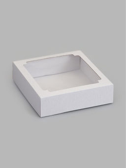 Цена за 5 шт. Коробка самосборная, крышка-дно, с окном, белая, 23×23×6.5 см