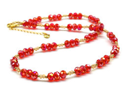 Чокер из циркона рондель 6мм цв.красный с цирконом, 44см.