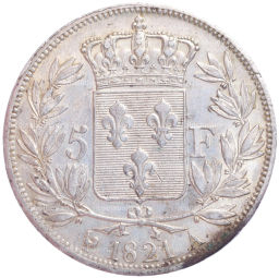 Монета 5 франков 1821 года А Франция