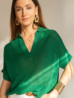 VILATTE / Джемпер-поло из гладкой вискозы с лиоцеллом  фото 7