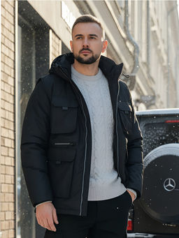 Куртка - жилетка трансформер 2 в 1 мужская зимняя черного цвета 2409Ch - Mtforce фото 27