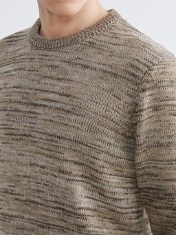 Bisiklet Yaka Desenli Erkek Triko Kazak