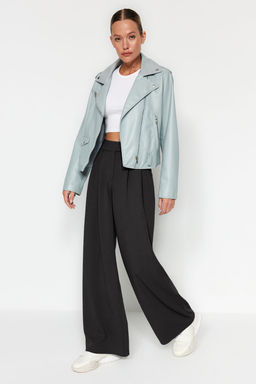 Antrasit C?rt C?rt Kapamal? Yuksek Bel Pileli Wide Leg Pantolon TWOAW24PL00177