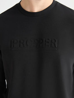 Bisiklet Yaka Bask?l? Erkek Sweatshirt