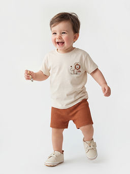 Bisiklet Yaka Bask?l? Erkek Bebek Ti??rt ve ?ort