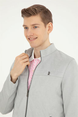 Мужская серая кожаная куртка - U.s. polo assn фото 2