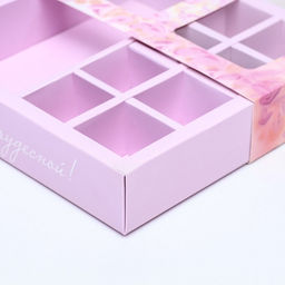 Цена за 2 шт. Коробка для 8 конфет шоколад, с окном, С 8 Марта 17.7?17.8?3.8 см